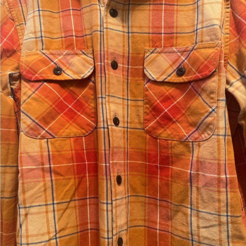 Pendleton Orange Checkered Plaid Flannel Button U… - image 2